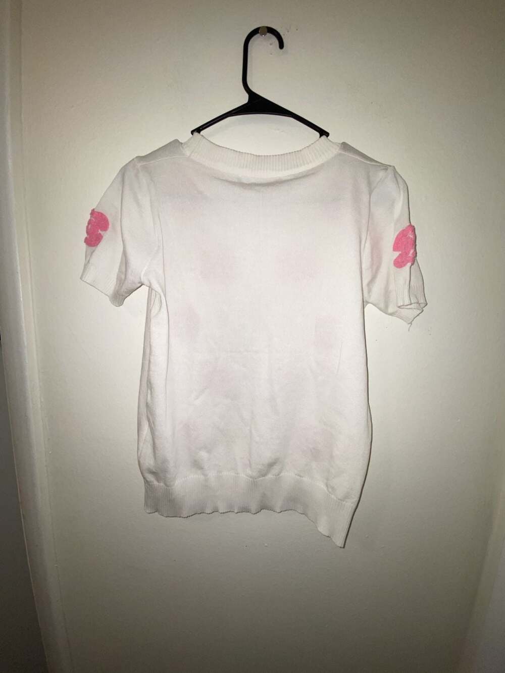 Chanel off-White Short-Sleeve Knit Top with Pink CC Logos - Picture 3 of 3